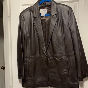 Pamela McCoy brown leather jacket size large.